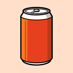 Stylized vector illustration of an orange soda can with black outline