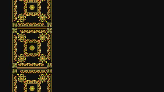 Ukrainian pattern. Ukrainian embroidery. Dark background and yellow pattern