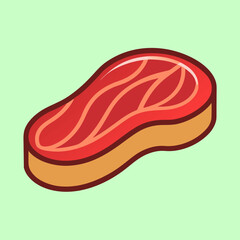 Stylized Raw Beef Steak Illustration with Veins and Fat on a Pastel Background