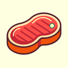 Illustration of a colorful stylized steak on a light yellow background