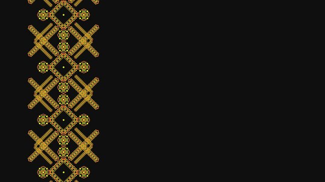Ukrainian pattern. Ukrainian embroidery. Dark background and yellow pattern