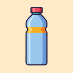 Illustration of a plastic water bottle with red cap and yellow label