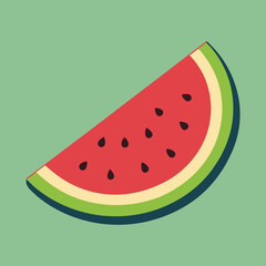 Minimalist Watermelon Slice Illustration on a Fresh Mint Green Background