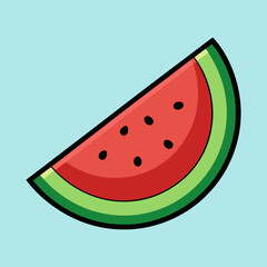 Illustrated Watermelon Slice on a Light Blue Background Showing Summer Freshness
