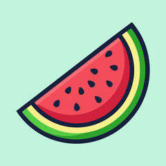 Illustration of a colorful watermelon slice against a light teal backdrop