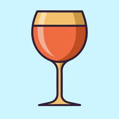 A simplistic illustration of a full stemmed wine glass on blue background