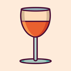 Stylized Wine Glass with Orange Liquid and Pastel Background Illustration