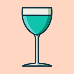 Stylized Illustration of a Vibrant Green Cocktail in an Elegant Glass