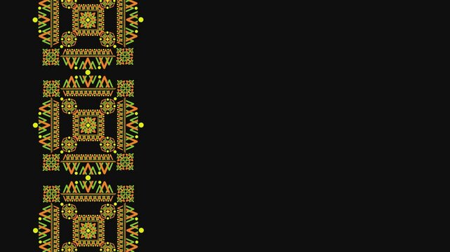 Ukrainian pattern. Ukrainian embroidery. Dark background and yellow pattern