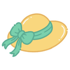 beach hat with green ribbon illustration