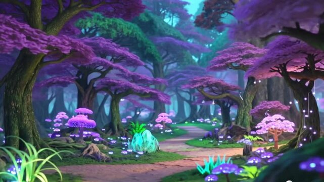Magical Glowing Forest Animation Loop 4K