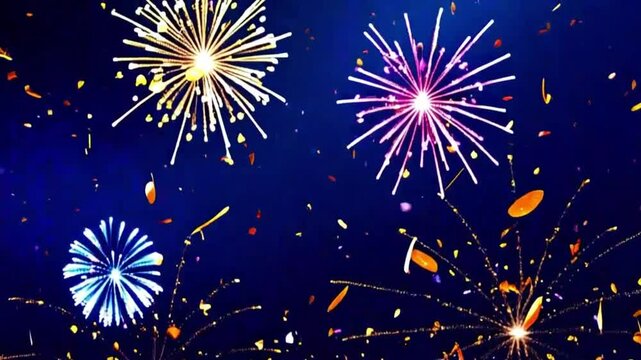 4K Celebration Fireworks and Confetti Frame Loop