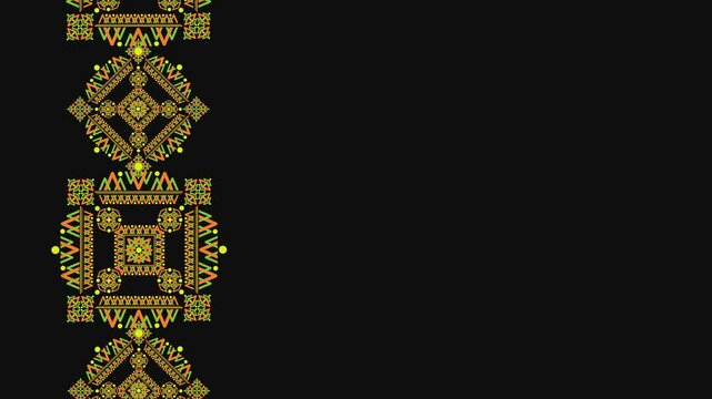 Ukrainian pattern. Ukrainian embroidery. Dark background and yellow pattern