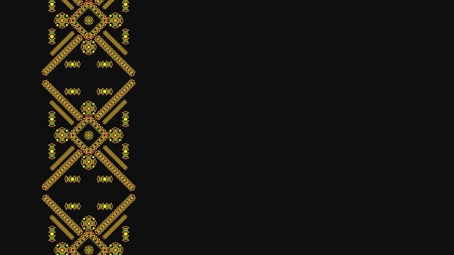 Ukrainian pattern. Ukrainian embroidery. Dark background and yellow pattern