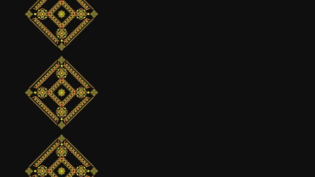 Ukrainian pattern. Ukrainian embroidery. Dark background and yellow pattern