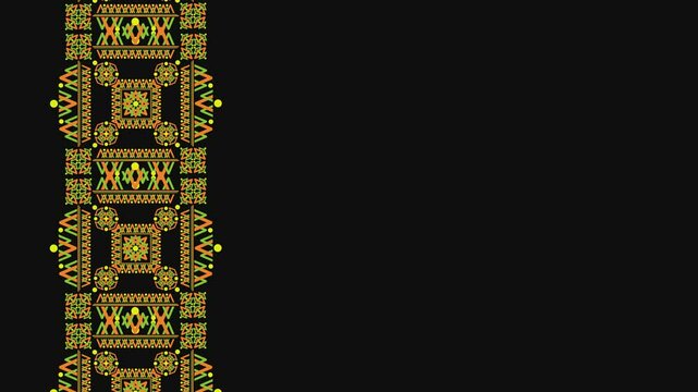 Ukrainian pattern. Ukrainian embroidery. Dark background and yellow pattern