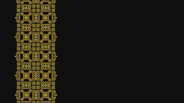 Ukrainian pattern. Ukrainian embroidery. Dark background and yellow pattern