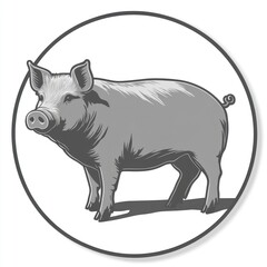 Fototapeta premium Monochrome illustration of a pig