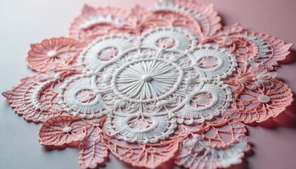 Obraz premium Delicate floral pattern lace doily, intricate detail , craft, pattern, needlework