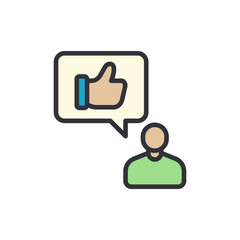 Obraz premium Client feedback colored icons, minimalist vector illustration ,simple transparent graphic element .Isolated on white background