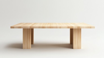Fototapeta premium Sleek Scandinavian wooden dining table with light wood tones and a minimalist design