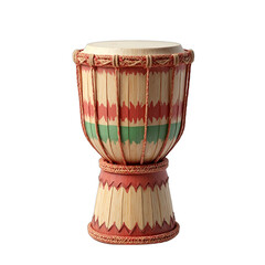 Cinco de Mayo 3D render of a traditional hand drum. Features vibrant red and green patterns on a wood texture. Isolated on transparent background. Ideal for cultural events.
