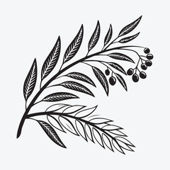 Seamles pattern with hand drawn coffee plant and beans.