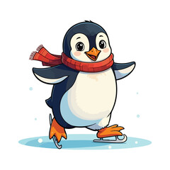 Cute Penguin Standing Cartoon Vector Icon Illustration Animal Nature Icon Isolated Flat Vector