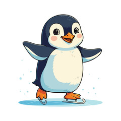 Cute Penguin Standing Cartoon Vector Icon Illustration Animal Nature Icon Isolated Flat Vector