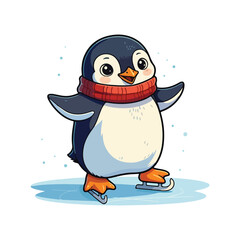 Cute Penguin Standing Cartoon Vector Icon Illustration Animal Nature Icon Isolated Flat Vector