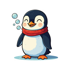Cute Penguin Standing Cartoon Vector Icon Illustration Animal Nature Icon Isolated Flat Vector