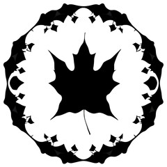 A collection of black leaf silhouettes of various shapes, including oval, heart-shaped, and jagged edges, all against a white background