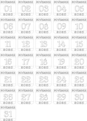 November calendar 2025 line art icon set.Simple design for business,print media,advertisement.Calendar Event schedule date icon on white background.Agenda plan,nov month schedule calendar,Time planner