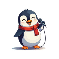Cute Penguin Standing Cartoon Vector Icon Illustration Animal Nature Icon Isolated Flat Vector
