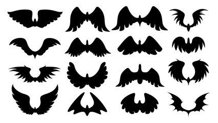 Naklejka premium set of wing silhouette vector on white background
