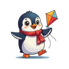 Obraz premium Cute Penguin Standing Cartoon Vector Icon Illustration Animal Nature Icon Isolated Flat Vector