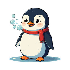 Cute Penguin Standing Cartoon Vector Icon Illustration Animal Nature Icon Isolated Flat Vector