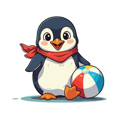 Cute Penguin Standing Cartoon Vector Icon Illustration Animal Nature Icon Isolated Flat Vector