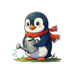 Cute Penguin Standing Cartoon Vector Icon Illustration Animal Nature Icon Isolated Flat Vector