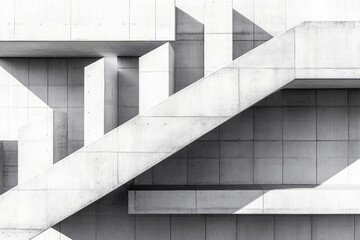 Obraz premium Abstract concrete architecture. Interconnected steps and blocks. Modern design