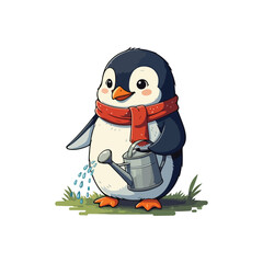 Cute Penguin Standing Cartoon Vector Icon Illustration Animal Nature Icon Isolated Flat Vector