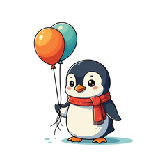 Cute Penguin Standing Cartoon Vector Icon Illustration Animal Nature Icon Isolated Flat Vector