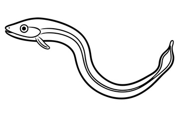 Naklejka premium Minimalist Eel Line Art