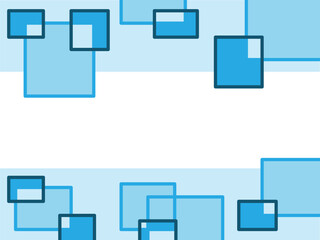 幾何学模様が重なる背景　長方形枠　青