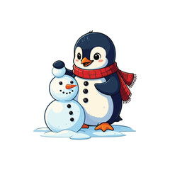 Cute Penguin Standing Cartoon Vector Icon Illustration Animal Nature Icon Isolated Flat Vector