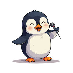 Cute Penguin Standing Cartoon Vector Icon Illustration Animal Nature Icon Isolated Flat Vector