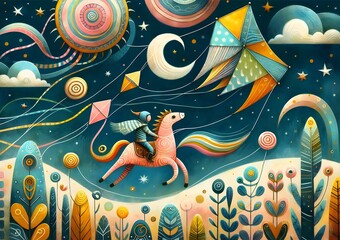 Naklejka premium Travesías Mágicas: Aventuras Eco-Fantásticas