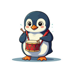 Cute Penguin Standing Cartoon Vector Icon Illustration Animal Nature Icon Isolated Flat Vector