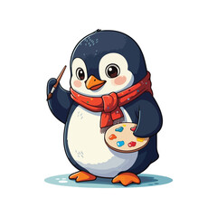 Cute Penguin Standing Cartoon Vector Icon Illustration Animal Nature Icon Isolated Flat Vector