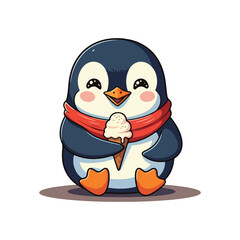 Cute Penguin Standing Cartoon Vector Icon Illustration Animal Nature Icon Isolated Flat Vector